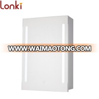 Factory price small bathroom make up cabinet mirrored LED stainless steel cabinet with touch sensor switch CE SAA UL