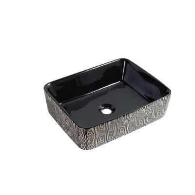 Manufacturers wholesale price of black wood grain against the ancient ceramic bathroom  Wash Basin