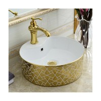 Europe Design KD-05GBE counter top gold plated ceramic hand wash basin supplier