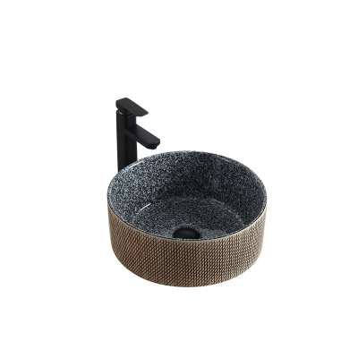 Black Reticulated pattern no hole round wash basin bathroom sinks