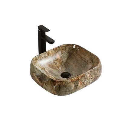 High-grade glass water transfer printing basin bathroom wash basin