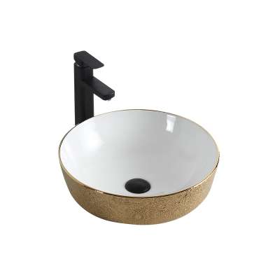 Hotel Project Bathroom New Design Plating Electroplated Gold Luxury Art Basin