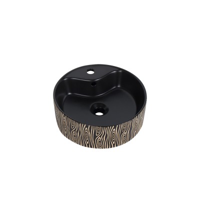 Manufacturers wholesale price of black wood grain against the ancient ceramic bathroom  Wash Basin