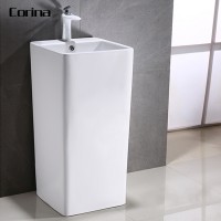 Hotel bathroom decoration free standing wash basin hotel pedestal sinks