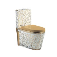 Popular hot selling gold toilet bowl ceramic p s trap water closet brands elongated one piece modern decoration toilet